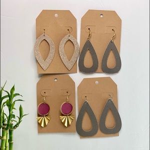 Leather earrings  4 pair